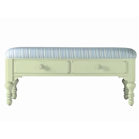 Bed End Bench Upholstered in Seaside Sea Glass Fabric